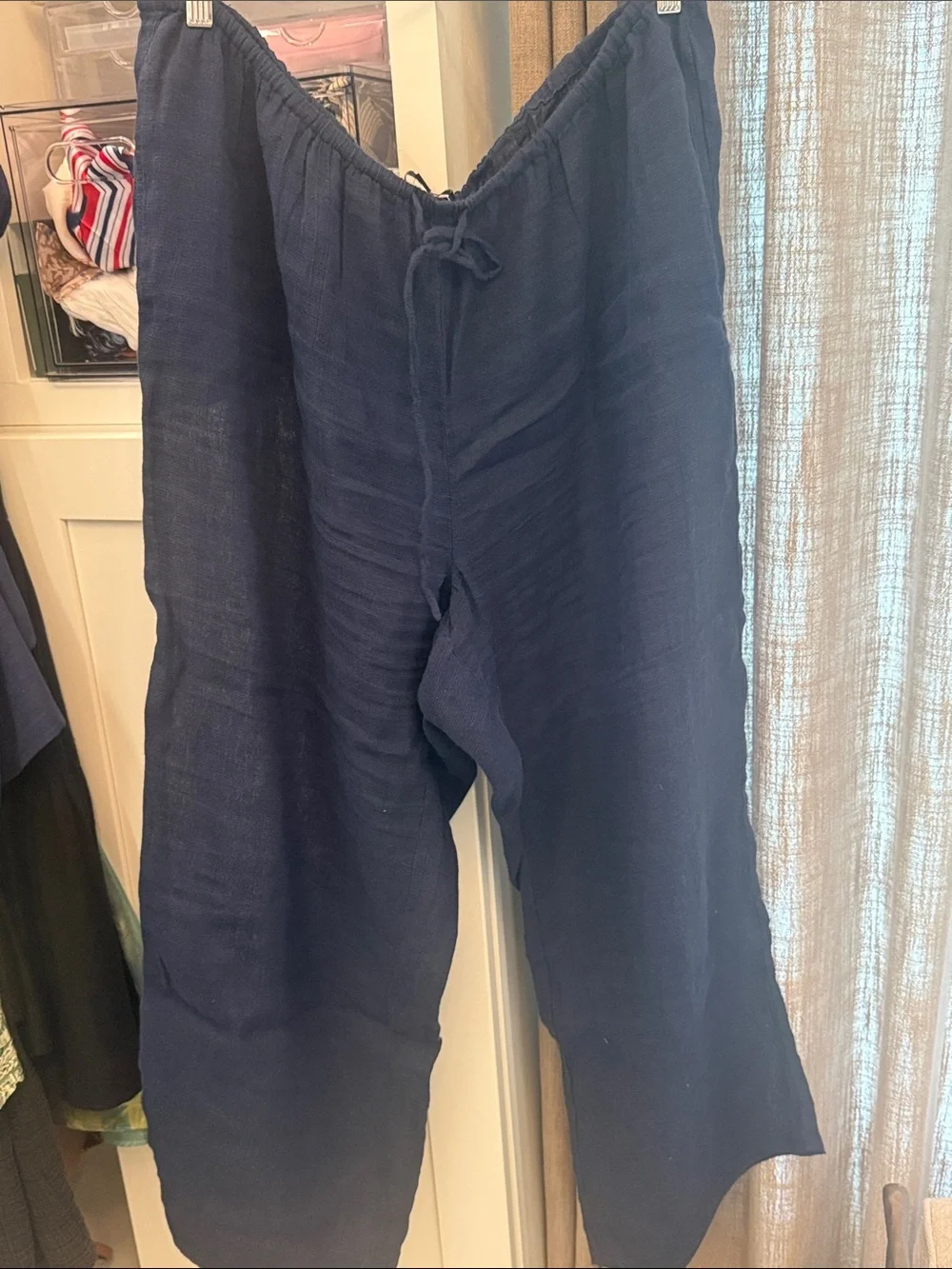 J. Crew Navy Drawstring Linen Pants